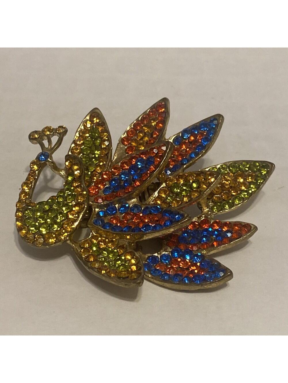 Ring Peacock With Multiple Gemstones. Gold Tone. Could Probably Make Into Brooch